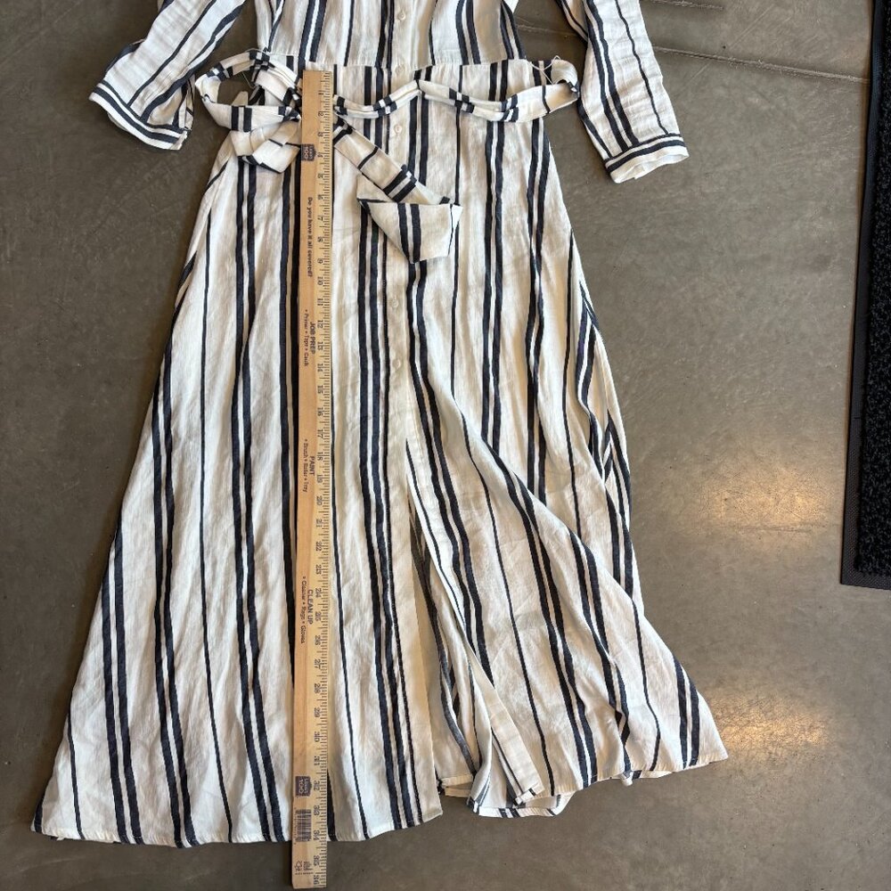 Zara woman long striped linen mix dress XS - Picture 3 of 6